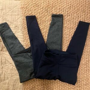 Athleta Altitude Fleece Lined Stash High Rise Legging, Charcoal and Navy